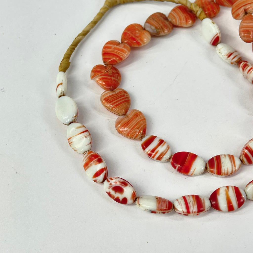 Bohemian Trade Beads White Pink Red Mixed Hearts Africa
