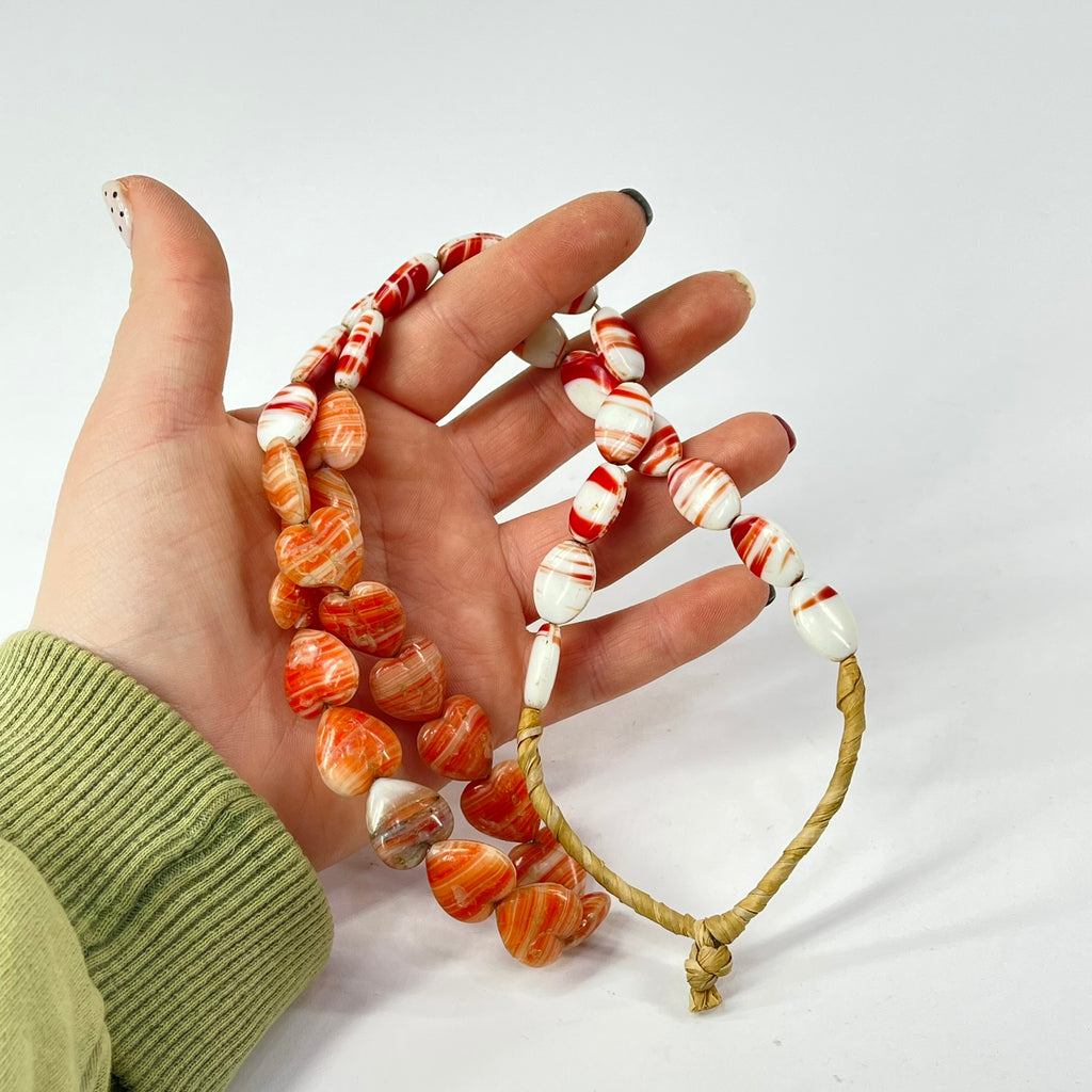 Bohemian Trade Beads White Pink Red Mixed Hearts Africa