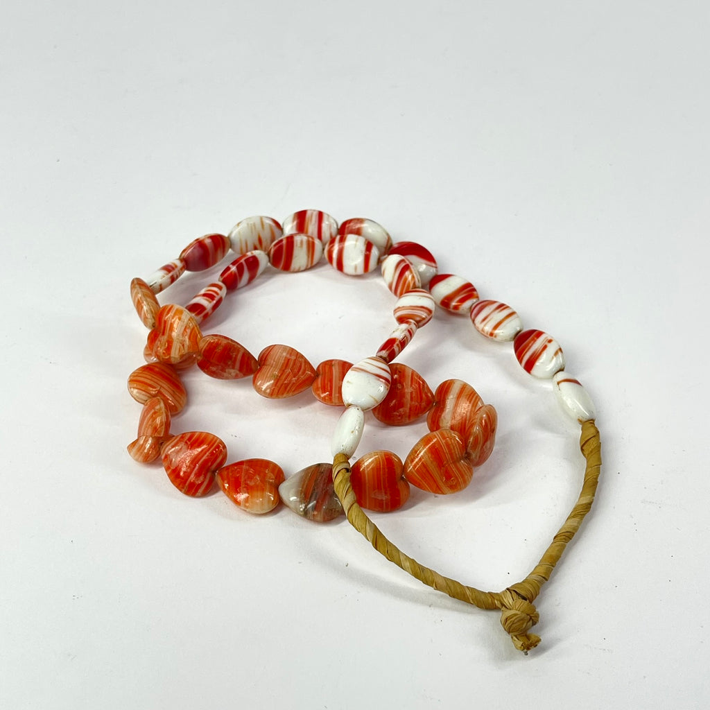 Bohemian Trade Beads White Pink Red Mixed Hearts Africa