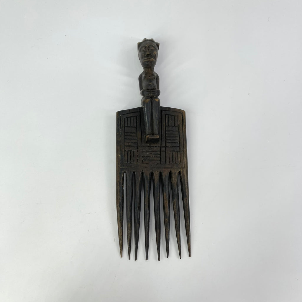 Baule Carved Figural Wooden Comb Congo