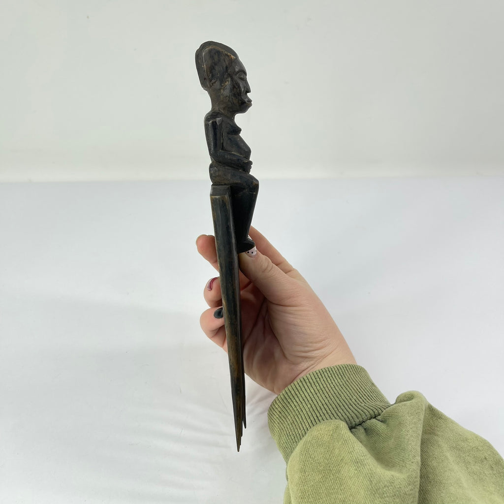 Baule Carved Figural Wooden Comb Congo