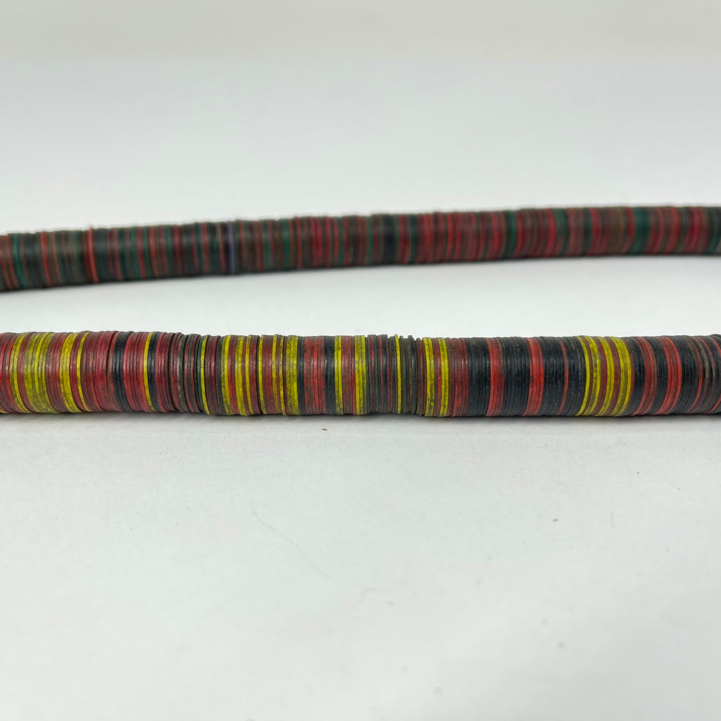 4 Strands of Large Vulcanite "Vinyl" Heishi Black Trade Beads 30 Inch