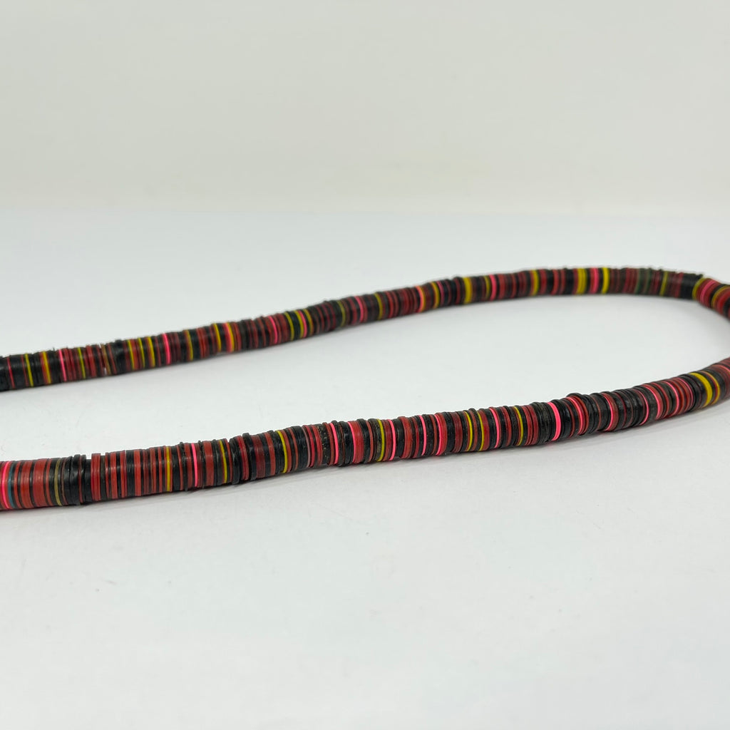 4 Strands of Large Vulcanite "Vinyl" Heishi Black Trade Beads 30 Inch