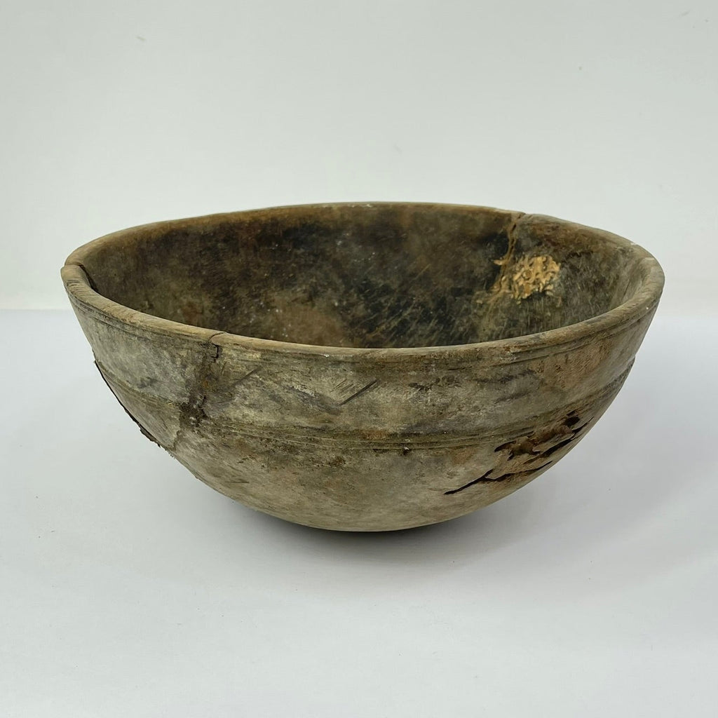 Nupe Wood Bowl with Indigenous Repair Nigeria