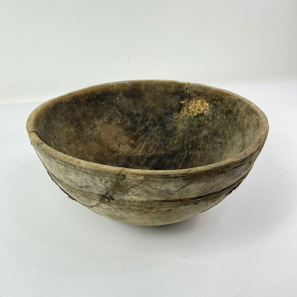 Nupe Wood Bowl with Indigenous Repair Nigeria
