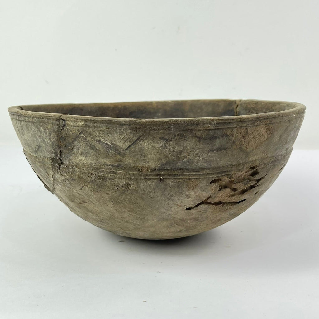 Nupe Wood Bowl with Indigenous Repair Nigeria