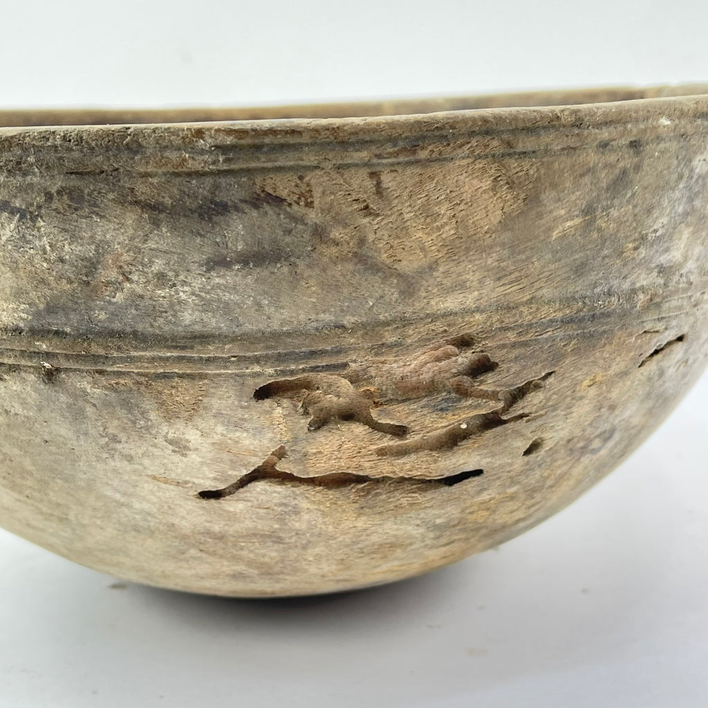 Nupe Wood Bowl with Indigenous Repair Nigeria