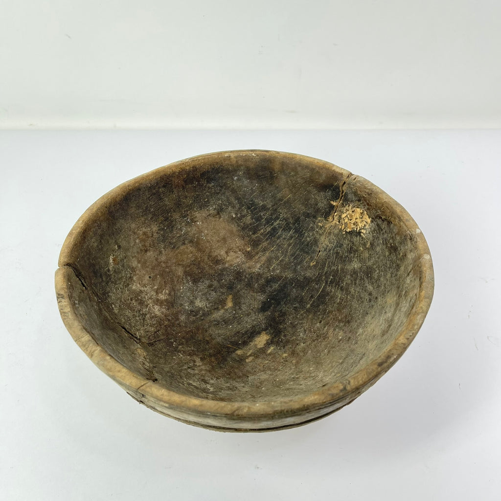 Nupe Wood Bowl with Indigenous Repair Nigeria