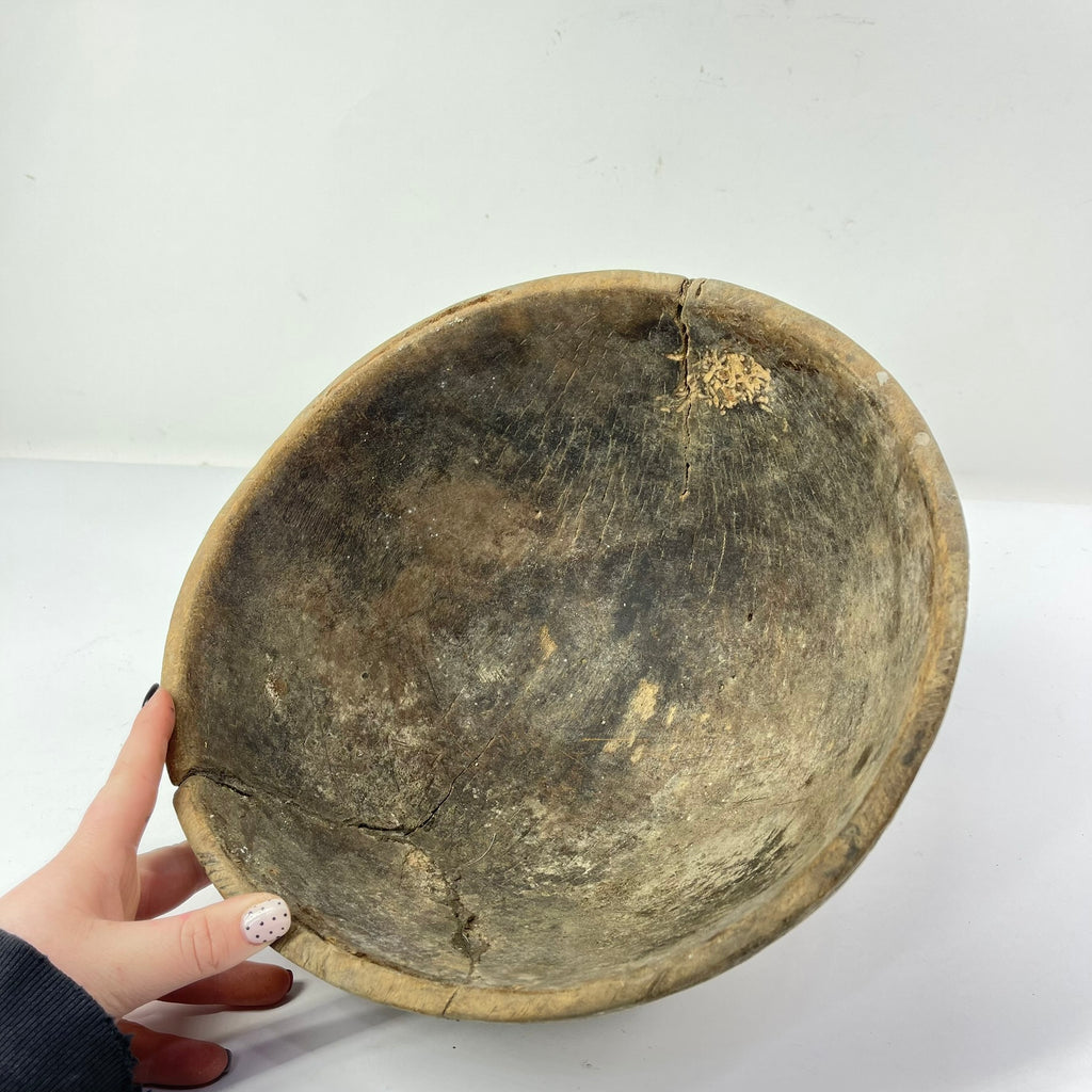 Nupe Wood Bowl with Indigenous Repair Nigeria