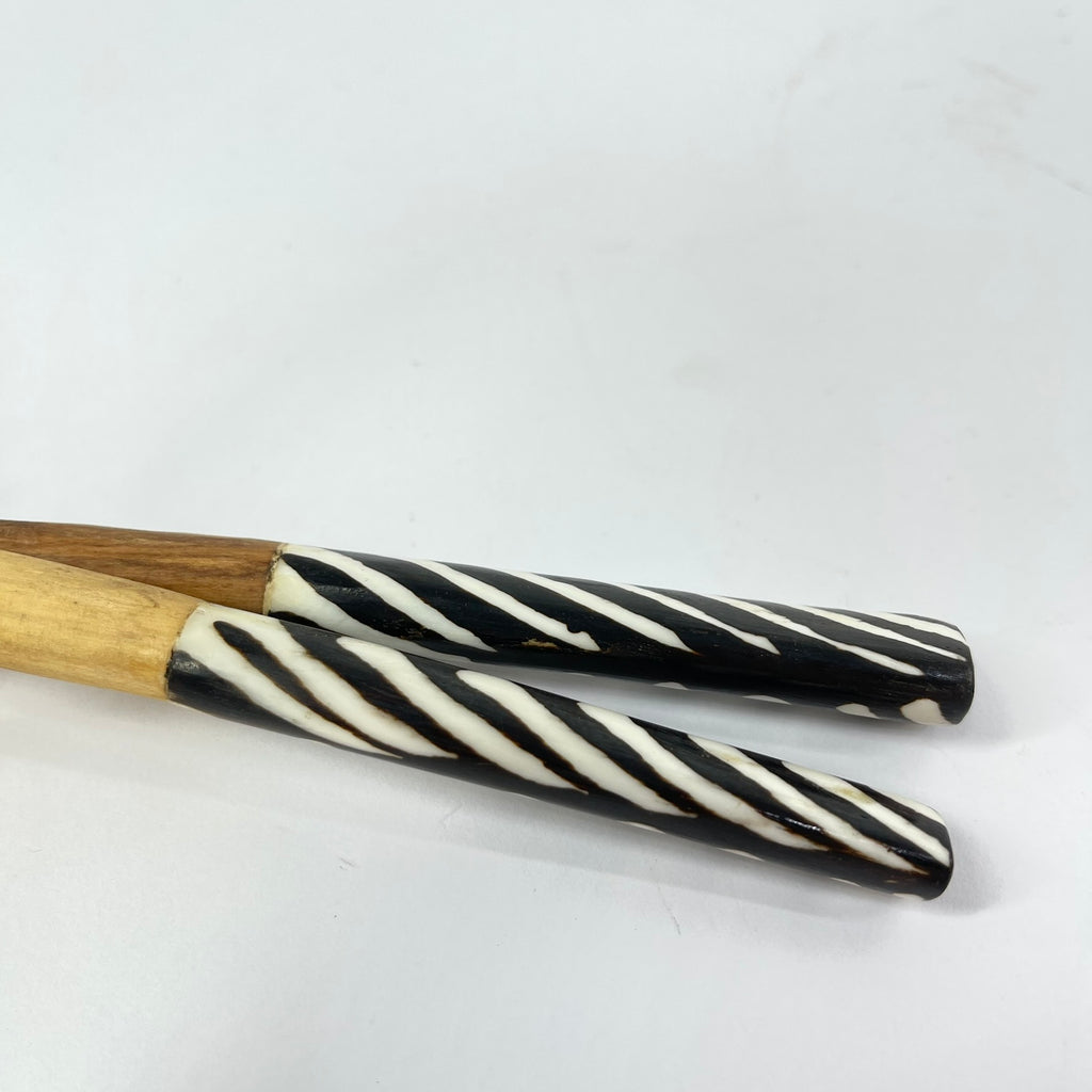 2 Maasai Olivewood and Bone Handle Spoons Kenya