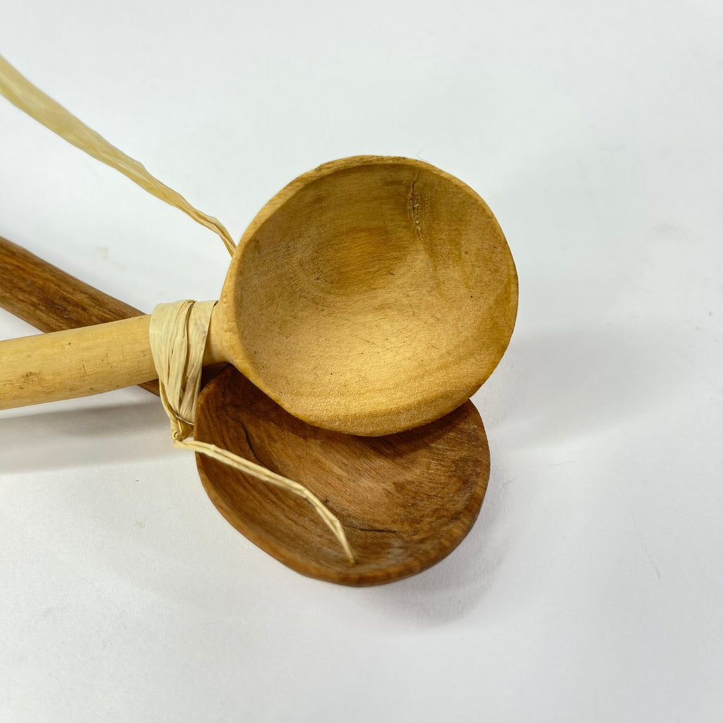 2 Maasai Olivewood and Bone Handle Spoons Kenya