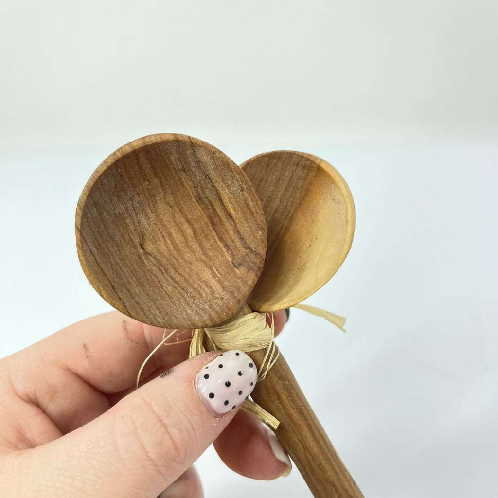 2 Maasai Olivewood and Bone Handle Spoons Kenya