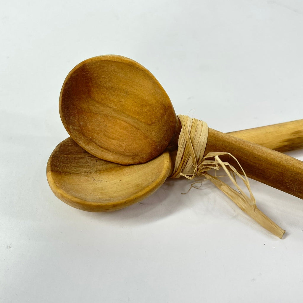 2 Maasai Olivewood and Bone Handle Spoons Kenya