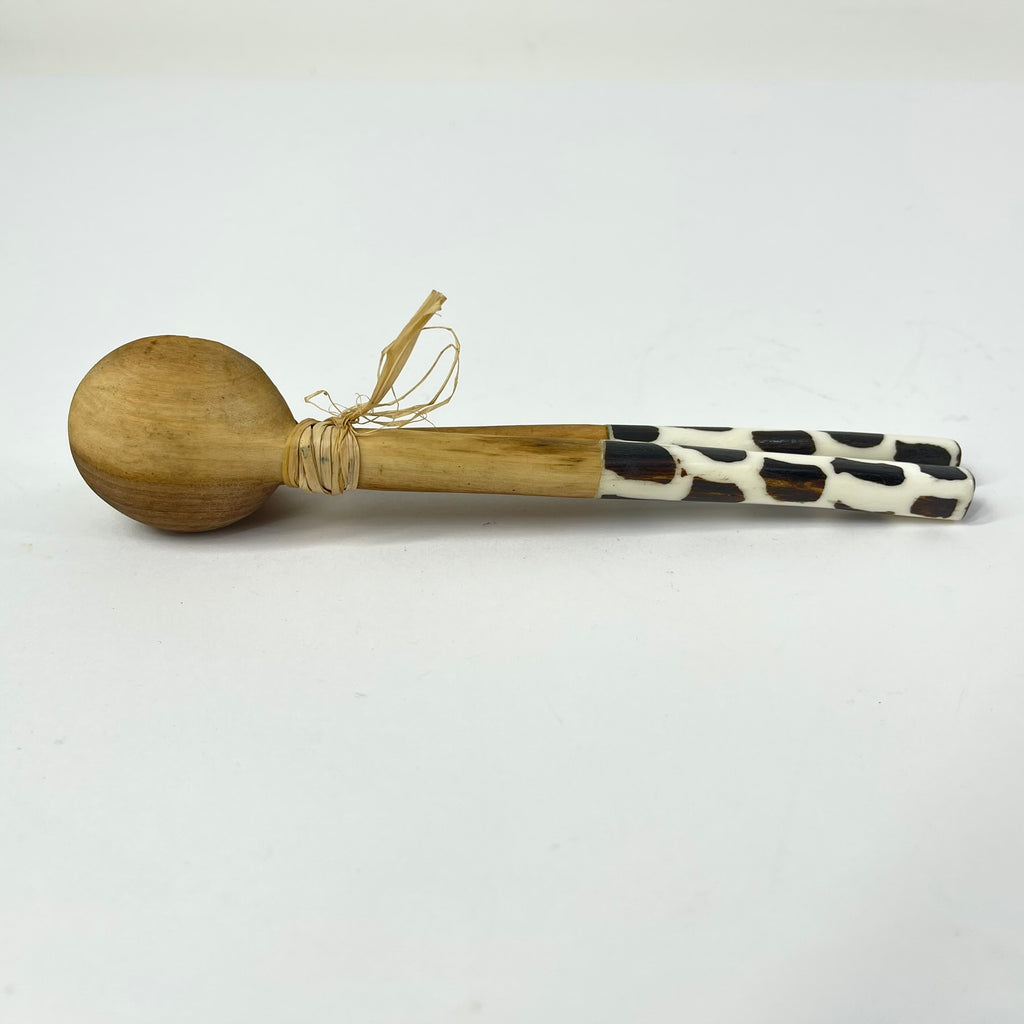 2 Maasai Olivewood and Bone Handle Spoons Kenya