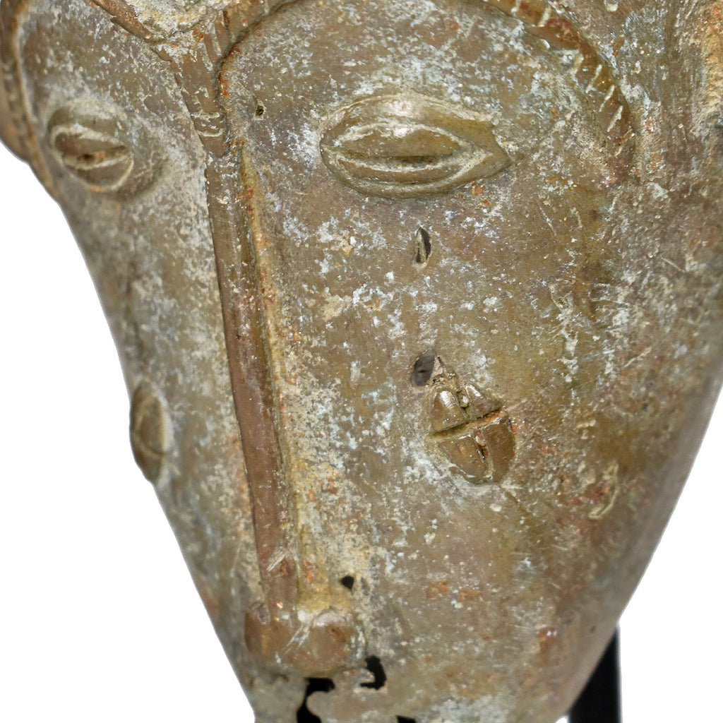 Baule Brass Mask on Custom Stand Côte d'Ivoire