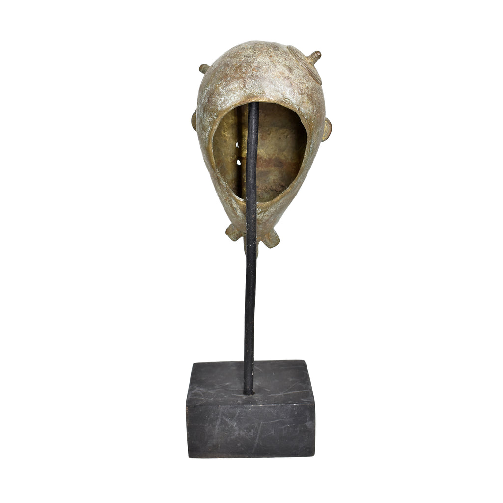 Baule Brass Mask on Custom Stand Côte d'Ivoire