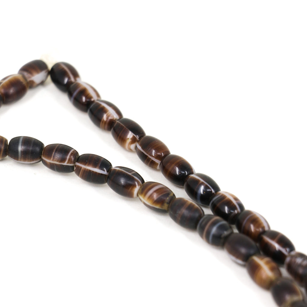 Glass Coffee Bean Wedding Trade Beads 30 Inch