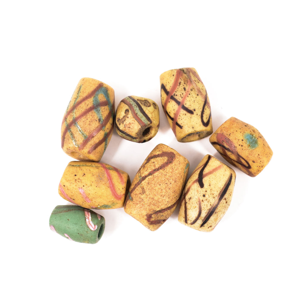 8 Yellow Akosu Trade Beads Collins Collection