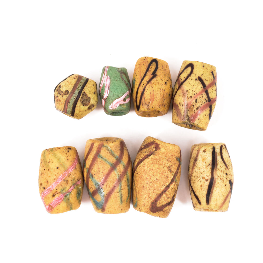 8 Yellow Akosu Trade Beads Collins Collection