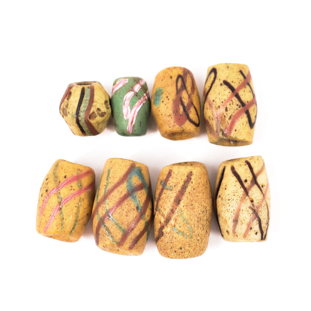 8 Yellow Akosu Trade Beads Collins Collection