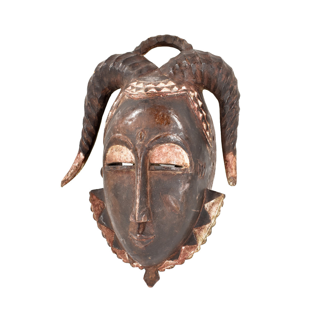 Baule Portrait Mask Horns Kpan Mblo Côte d'Ivoire