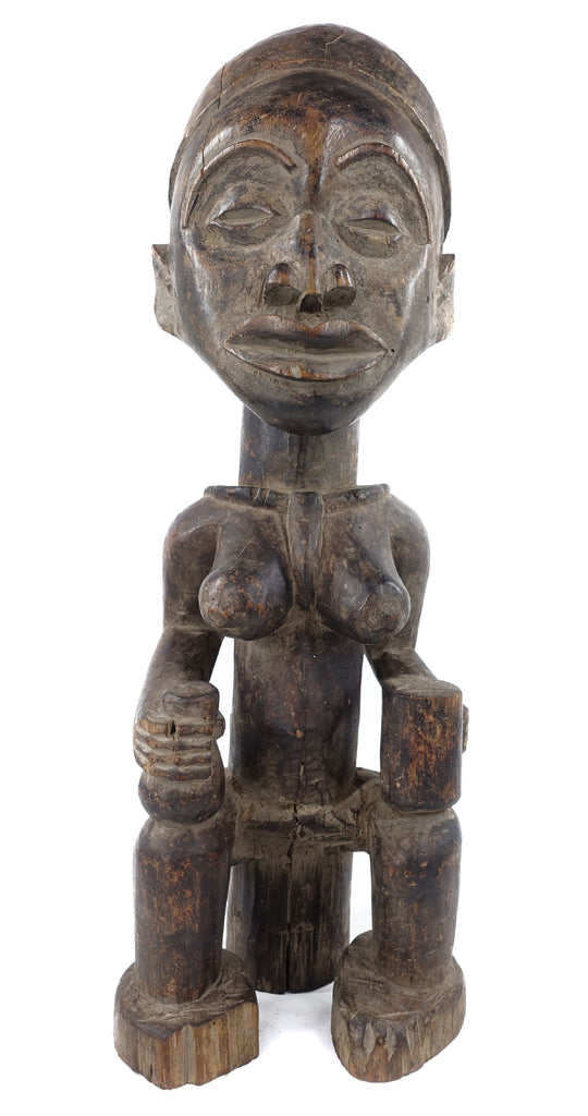 Yombe Seated Female Figure Holding Cups Congo