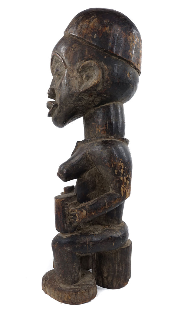 Yombe Seated Female Figure Holding Cups Congo