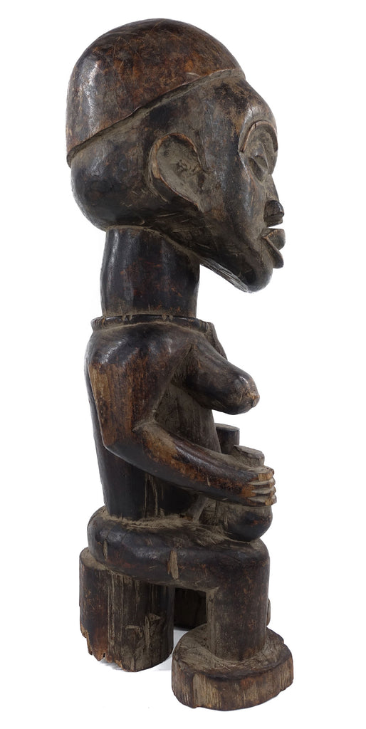 Yombe Seated Female Figure Holding Cups Congo