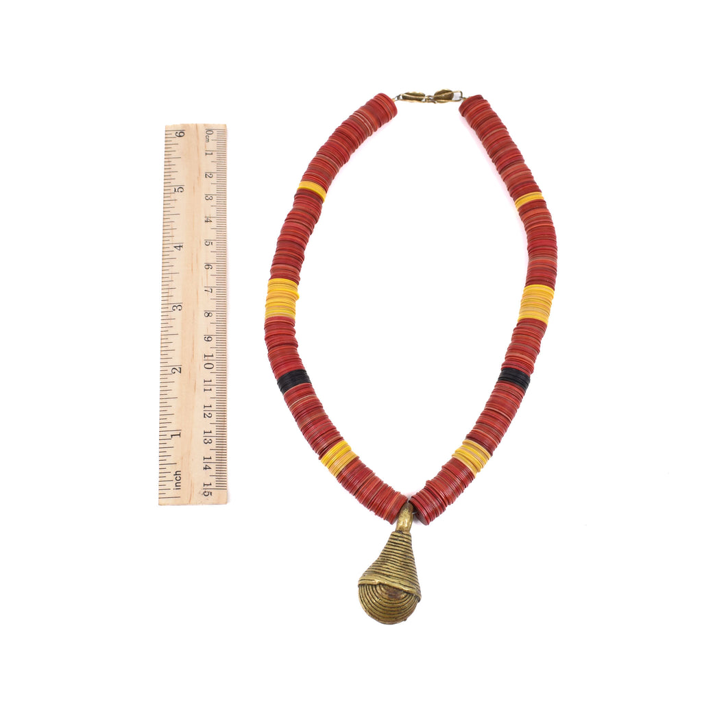 Vulcanite and Yoruba Bell Pendant Necklace Ruth Flynn Collection