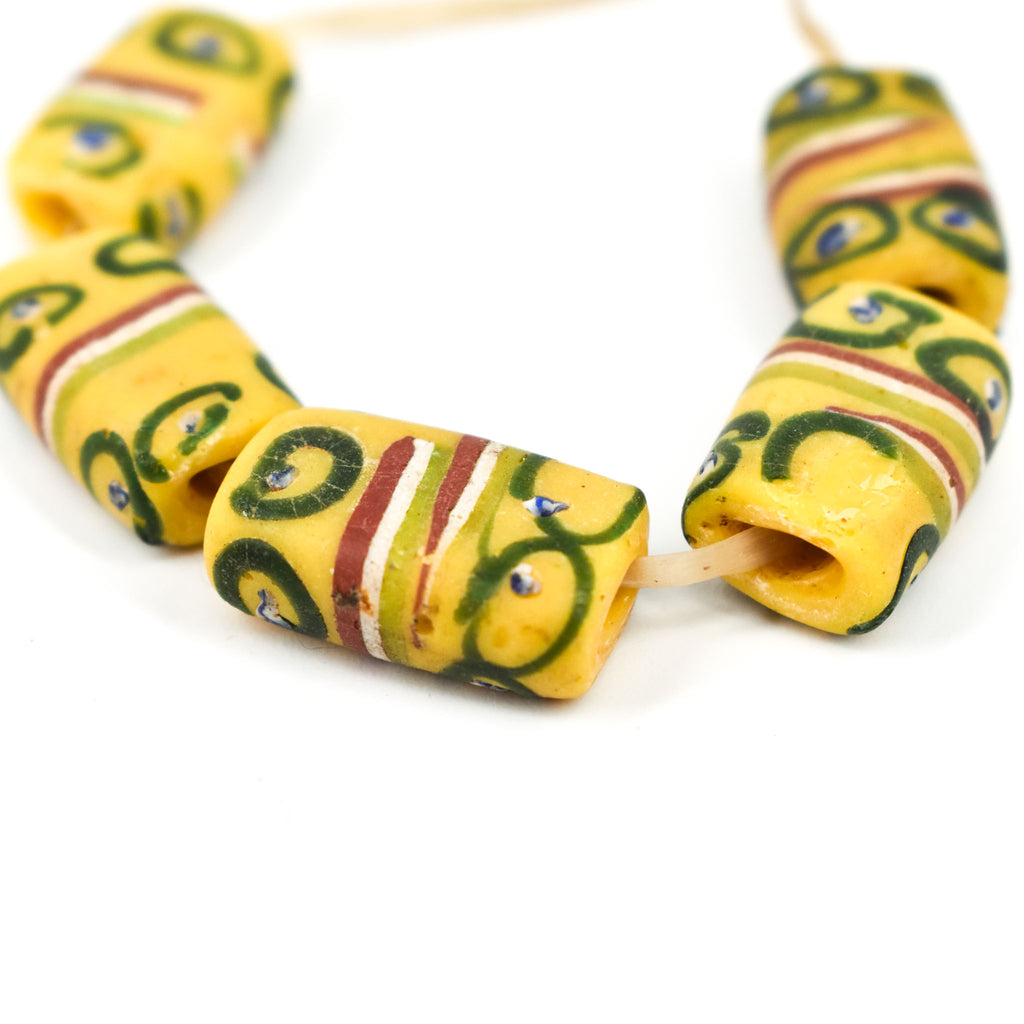 5 Tabular Venetian Trade Beads Yellow