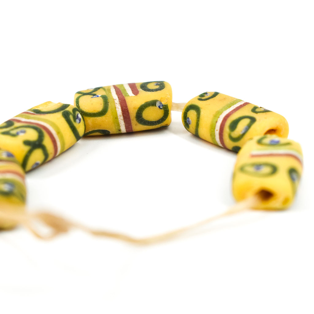 5 Tabular Venetian Trade Beads Yellow