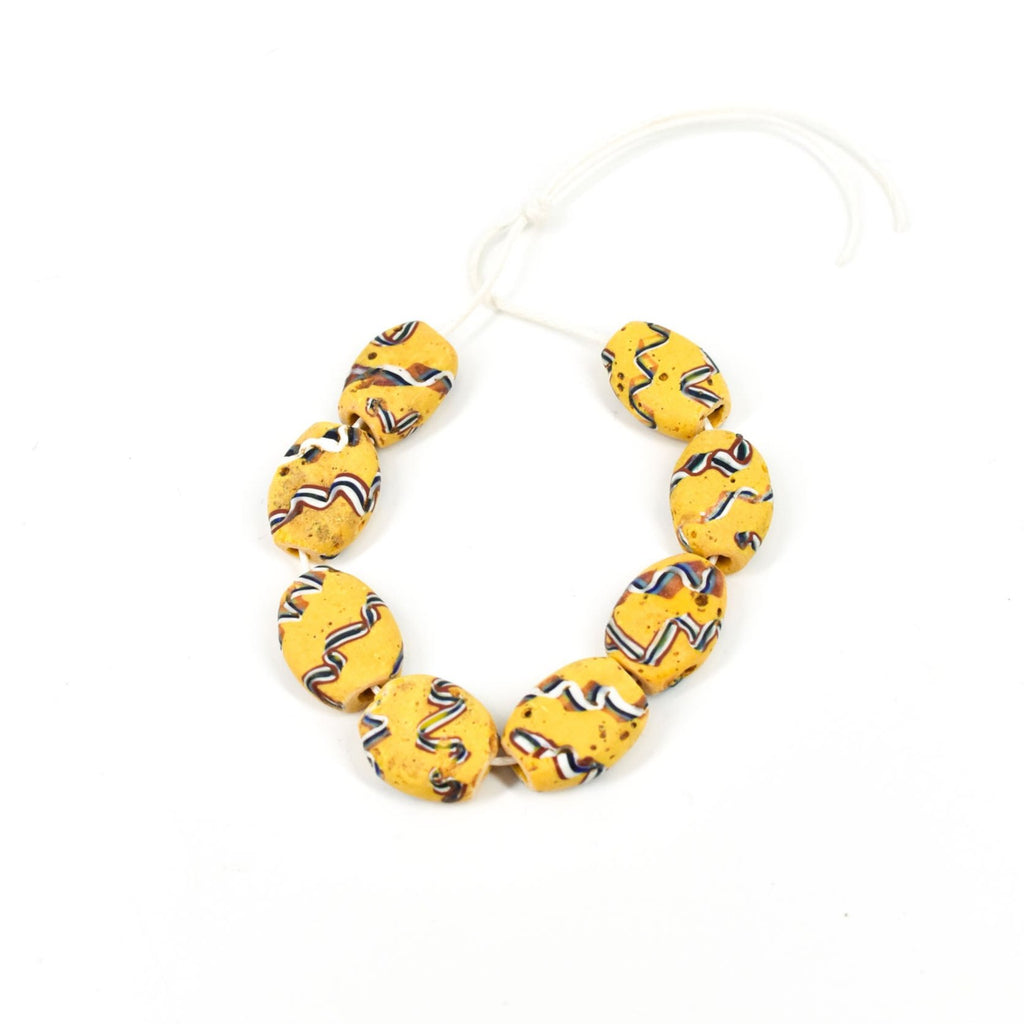 8 Yellow Tabular Venetian Trade Beads