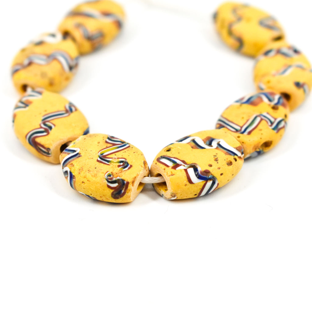 8 Yellow Tabular Venetian Trade Beads