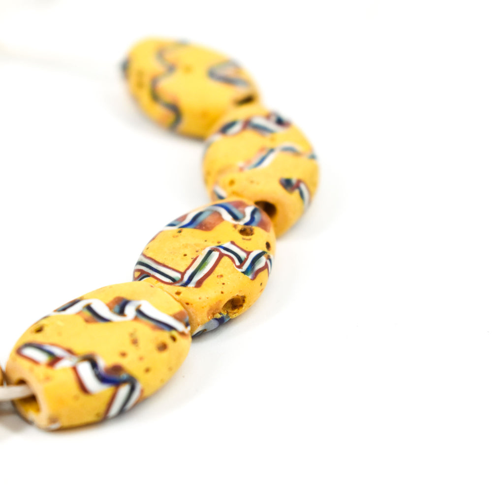 8 Yellow Tabular Venetian Trade Beads