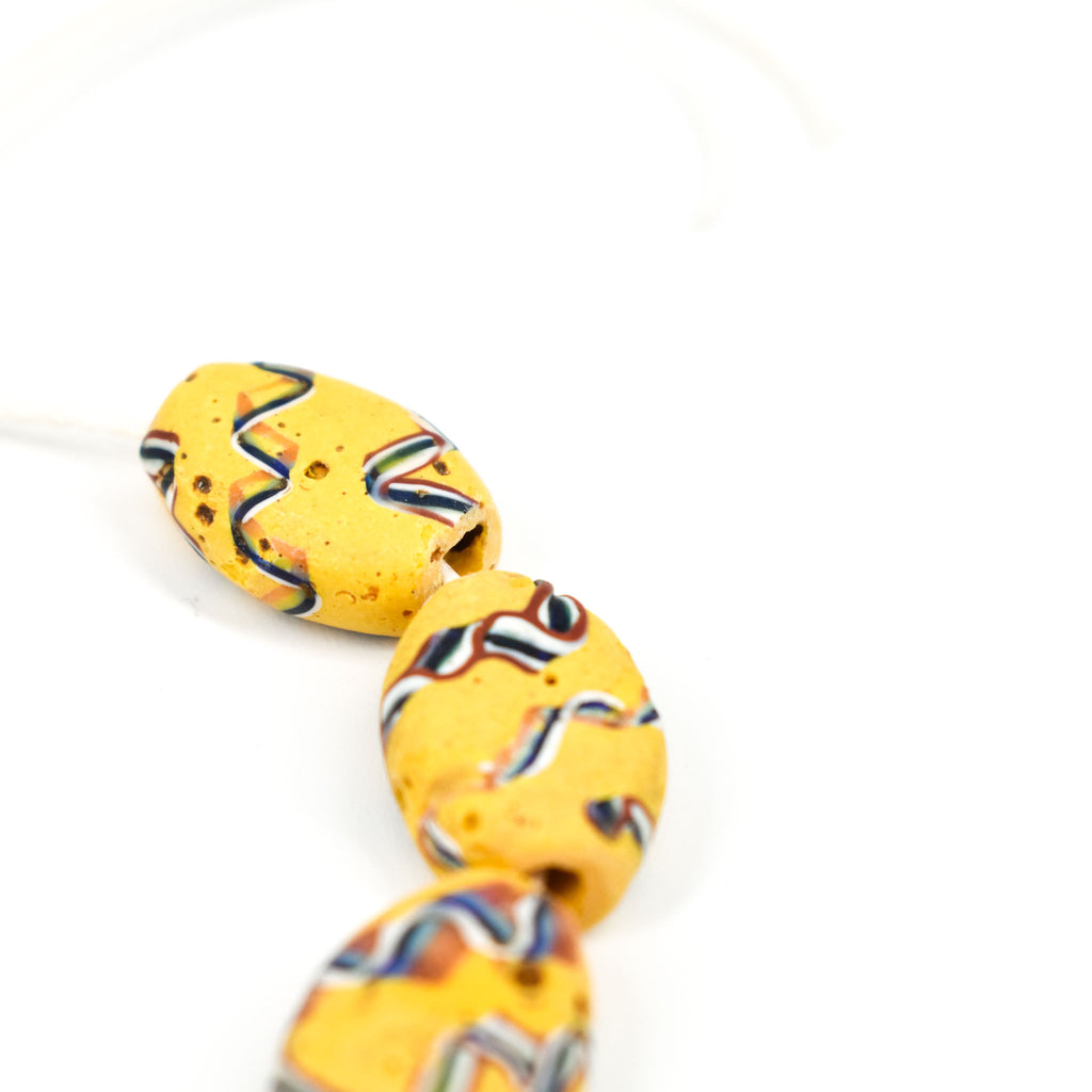 8 Yellow Tabular Venetian Trade Beads