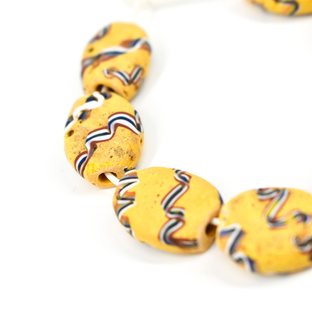 8 Yellow Tabular Venetian Trade Beads