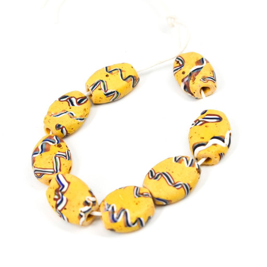 8 Yellow Tabular Venetian Trade Beads