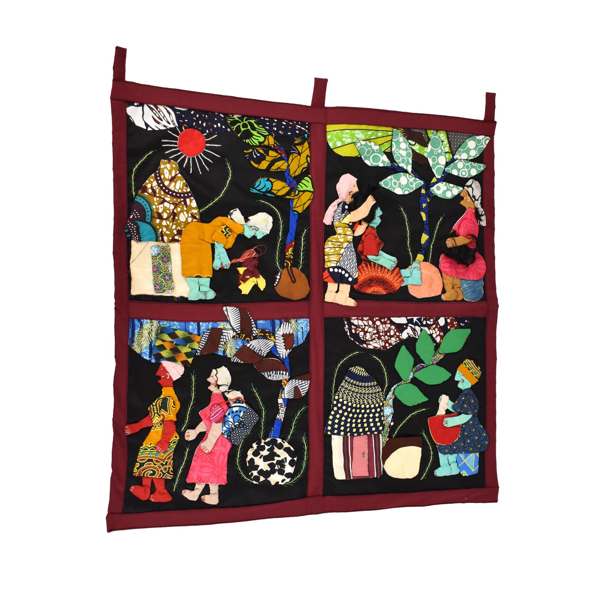 Weya 4 Panel Story Quilt Village Life Zimbabwe – Africa Direct