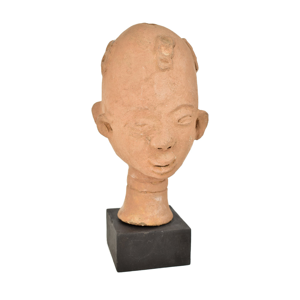 Asante Akan Nsodia Clay Head on Custom Stand Ghana