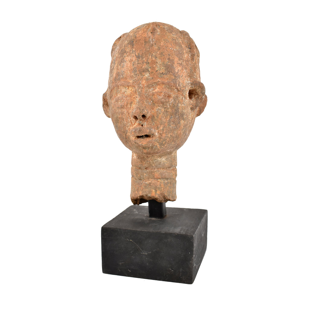 Clay Nsodia Funerary Portrait Head on Custom Base Ghana