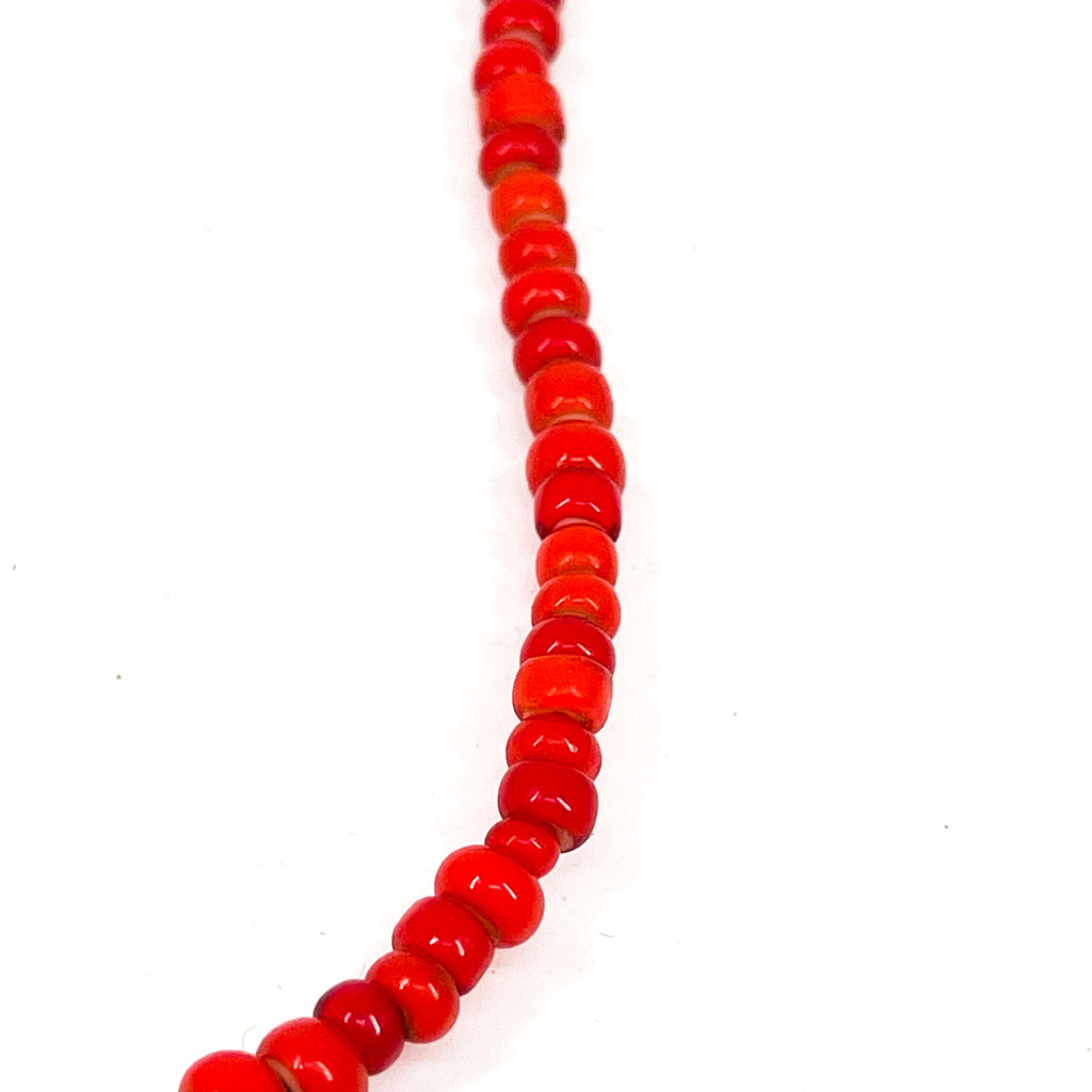 Red White Heart Venetian Trade Beads