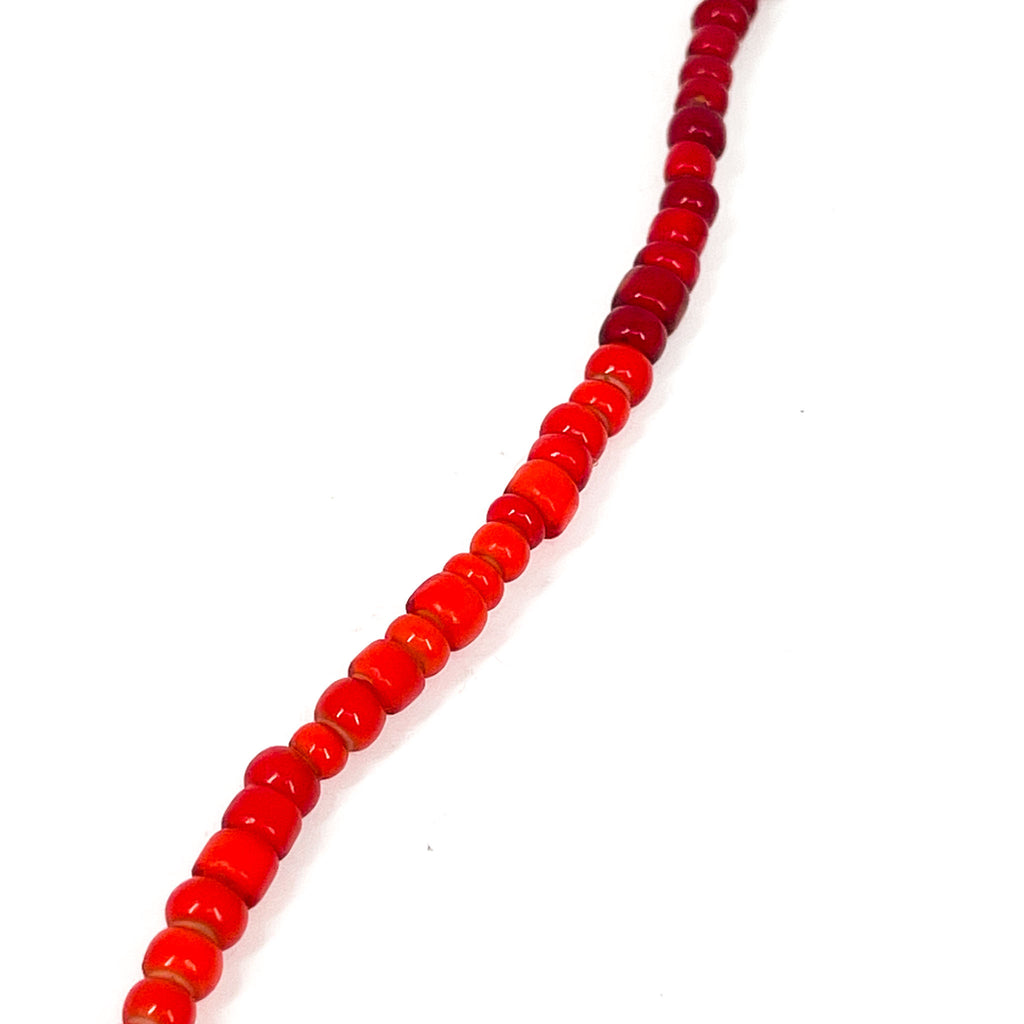 Red White Heart Venetian Trade Beads