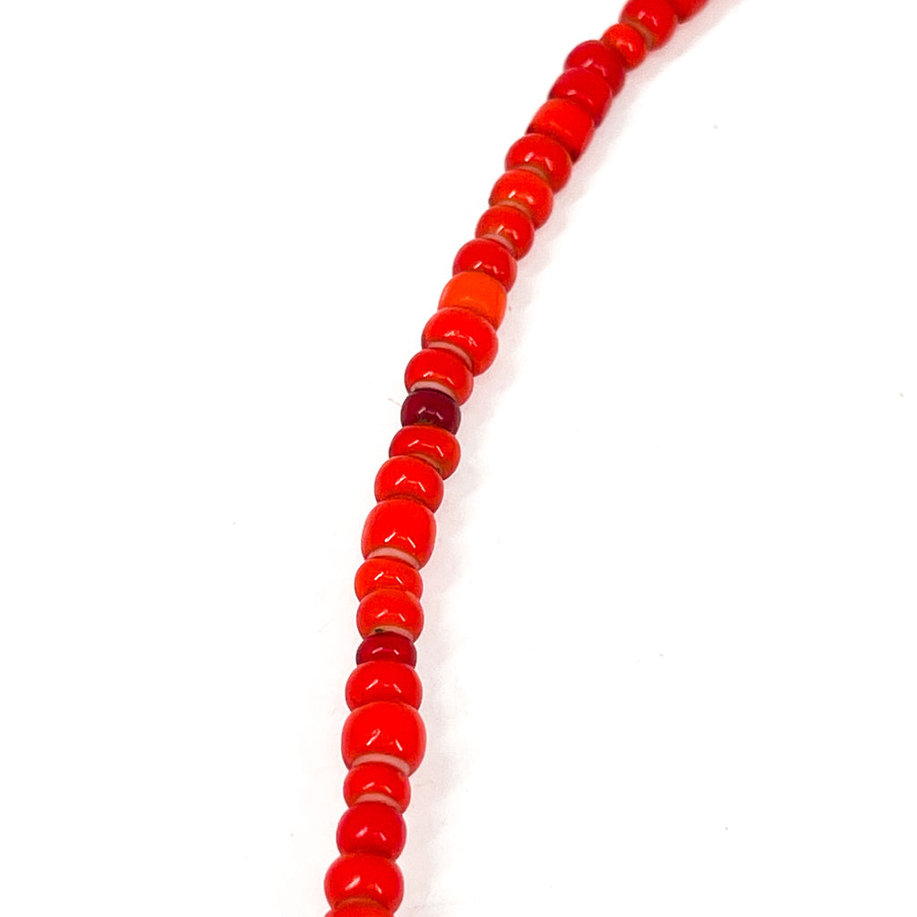 Red White Heart Venetian Trade Beads