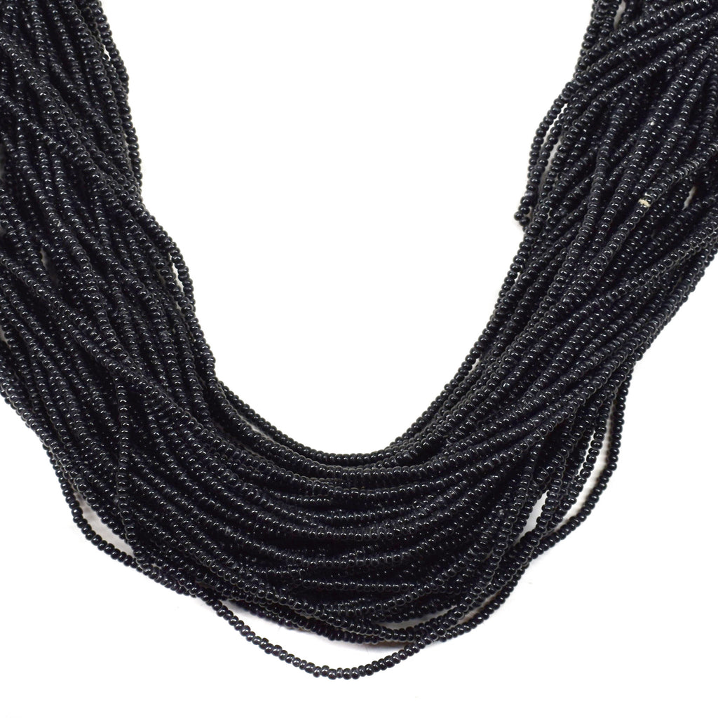 Baule Tamba Black  Seed Bead Necklace 50 Strands 34 Inch