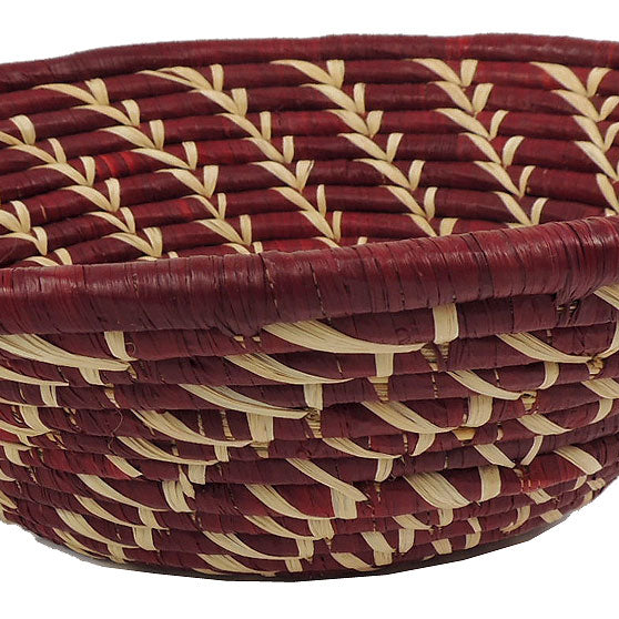 Red Coiled Woven Basket Uganda