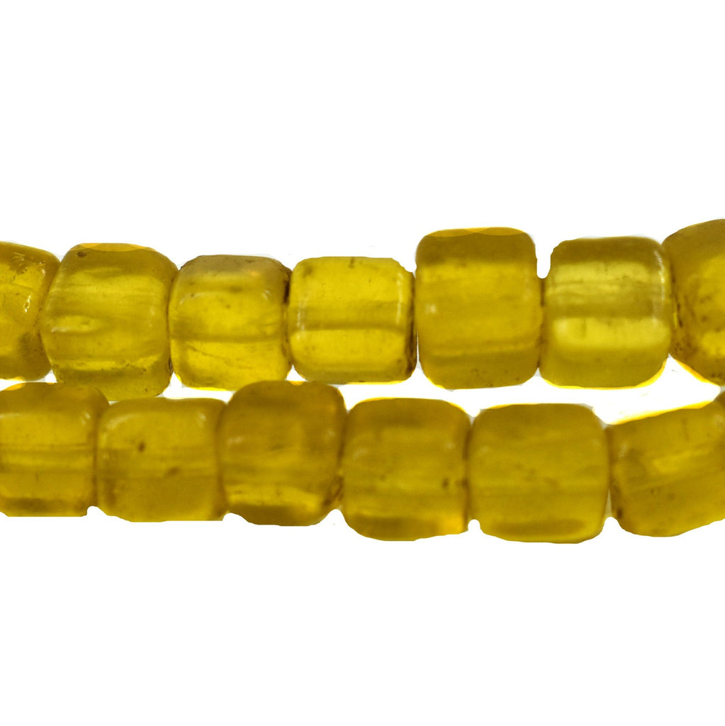 Yellow Translucent Cube Beads Czech