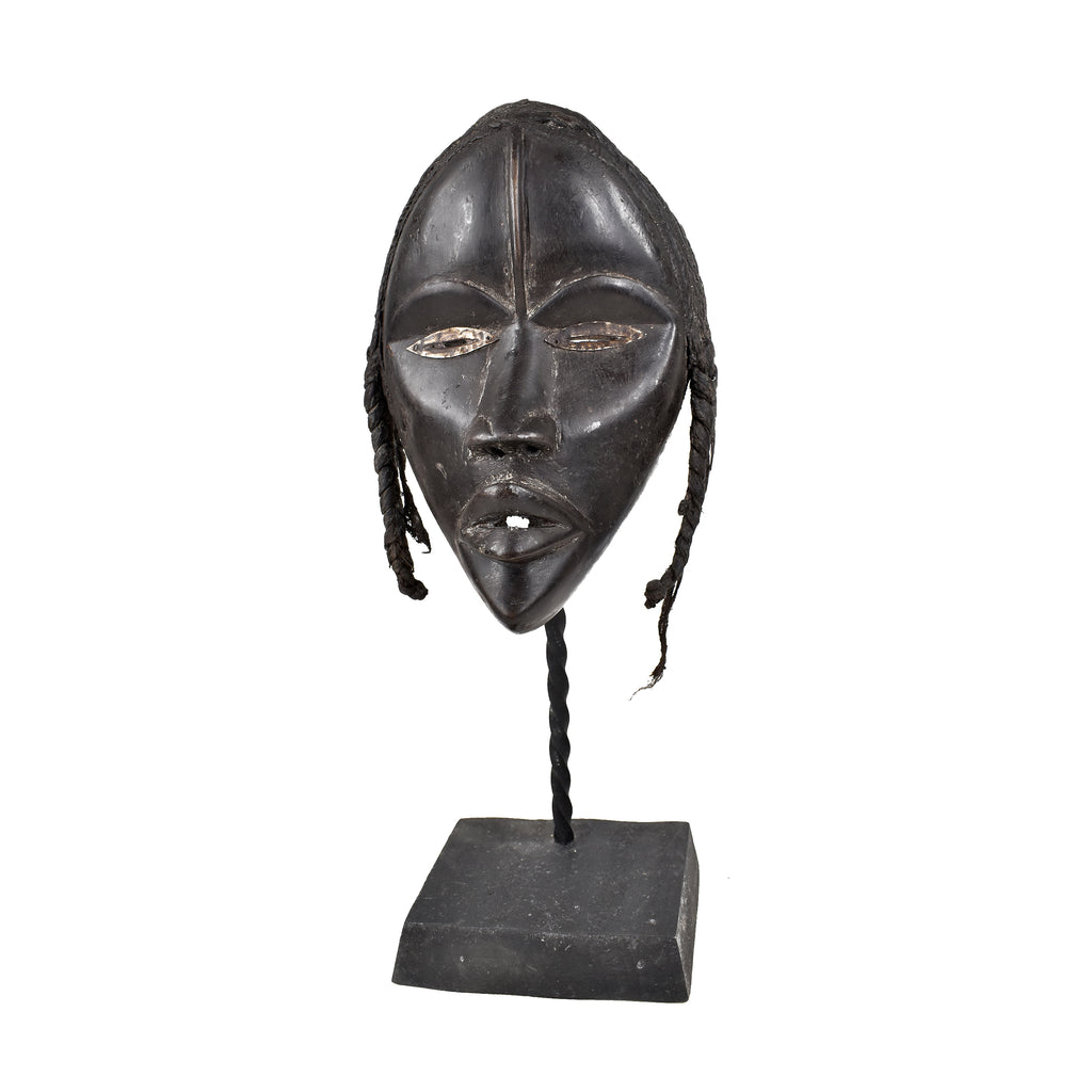 Dan Deangle Mask with Braided Hair on Custom Stand Liberia