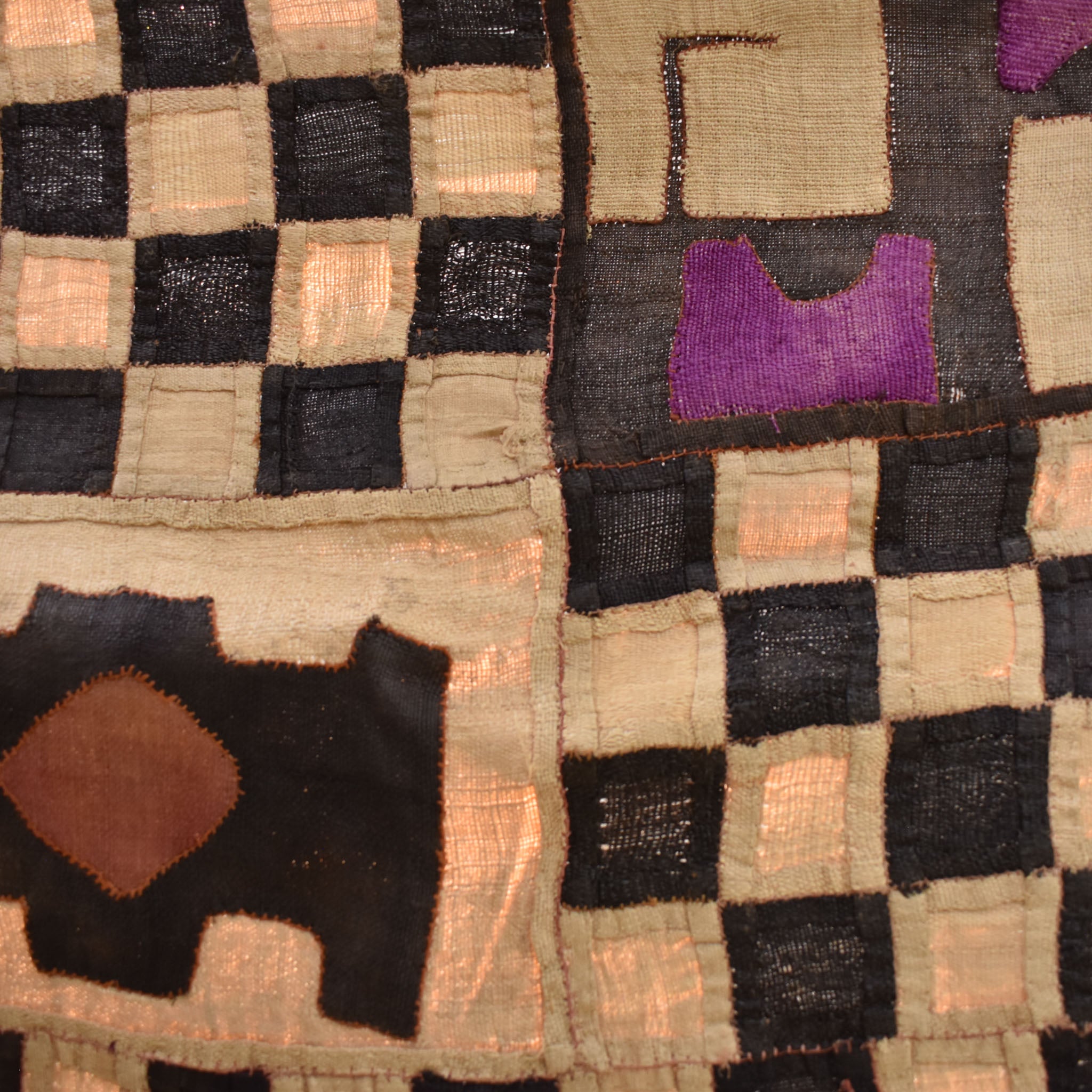 Kuba Handwoven Textile Appliquéd Raffia Congo 158x20 Inch