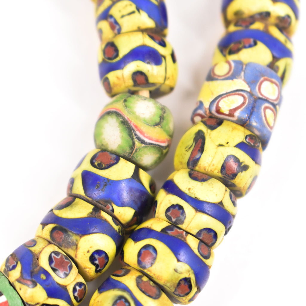 Yellow Mixed Millefiori Venetian Trade Beads Smith Collection 35 Inch