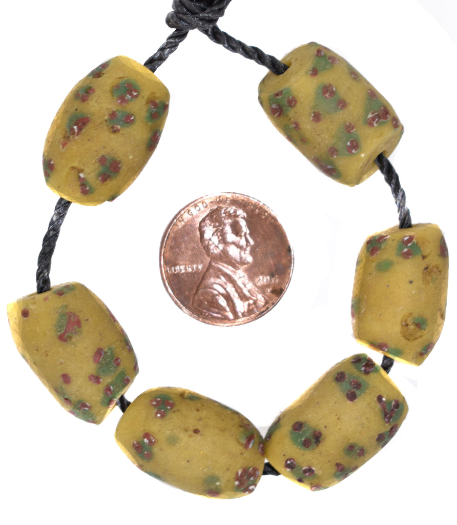 6 Yellow Venetian Trade Beads